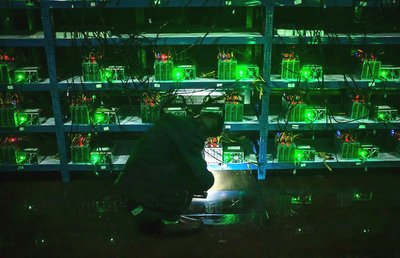 A mining farm with multiple machines running